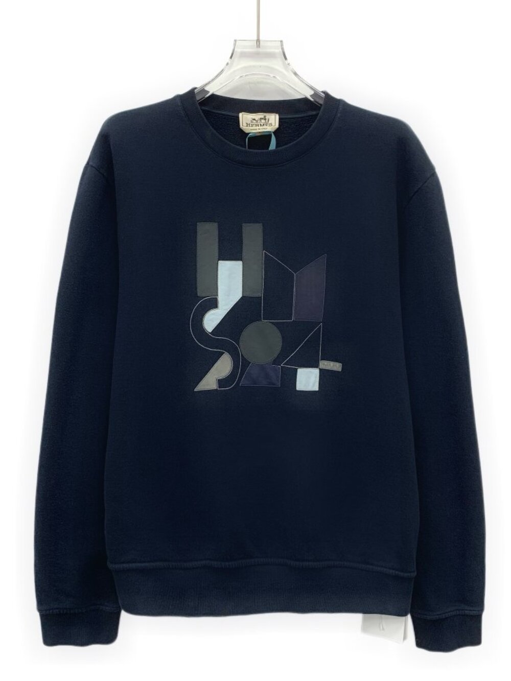 J30866 Hermes 24 models dark blue geometric sweatshirt L size 95 new with tag